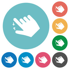 Right handed pinch close gesture flat round icons