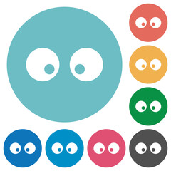 Watching eyes solid flat round icons