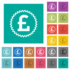 English Pound sticker alternate square flat multi colored icons