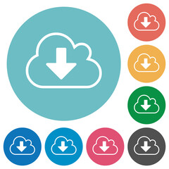 Cloud download outline flat round icons