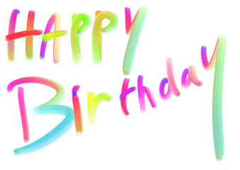 Colorful handwritten text with happy birthday message