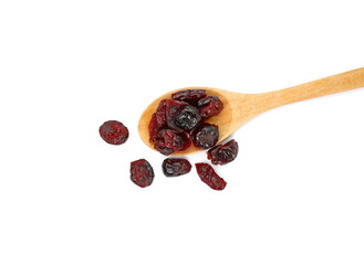Dried cranberries isolated on white background. Heap of dried cranberries on white