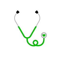 green stethoscope heart medical icon