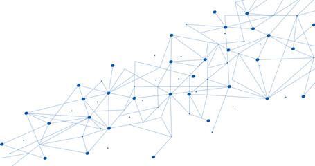 Blue network. Abstract connection on white background. Network technology background with dots and lines for desktop. Ai background. Modern abstract concept. Line background, network technology