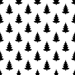 Obraz premium Seamless vector. Fir-tree background. New Year wallpaper. Christmas tree motif. Pines pattern. Holidays ornament. Winter pine trees image. Xmas illustration. Floral backdrop. Textile print design.