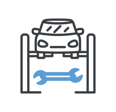car on lift with wrench icon clip art preview