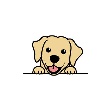 Cute labrador retriever puppy cartoon, vector illustration