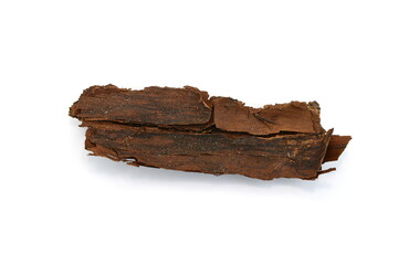 Tree bark isolated on a white background. piece of bark inside