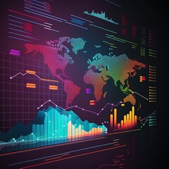 Graph, investment, stock exchange, stocks, money, growth planning charts, opportunity, business challenge and strategy, profit target, generated by ai