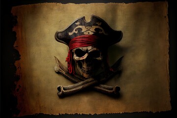 Obraz premium Pirate old fabric with one patche texture. AI generated art illustration. 
