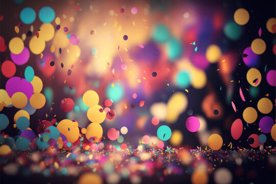 background image carnival, brazilian popular party, falling confetti with blur. Generative AI