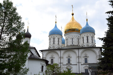 Fototapeta na wymiar Ancient architecture of Moscow city. Novospassky monastery. Popular landmark. 
