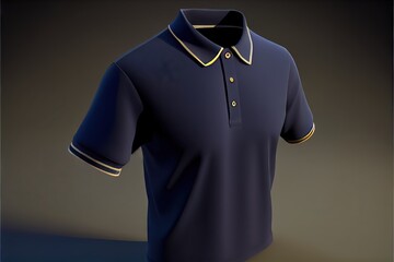 Short sleeve polo shirt rib collar and cuff. AI generated art illustration.