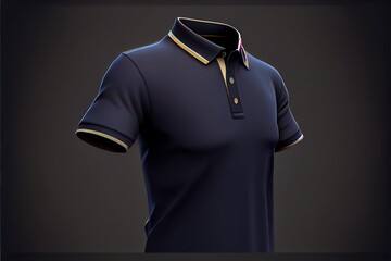 Short sleeve polo shirt rib collar and cuff. AI generated art illustration.