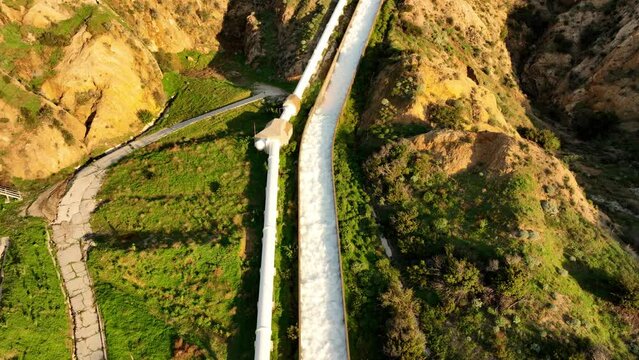 Aerial shot of one of the aqueducts that supplies water to Los Angeles.