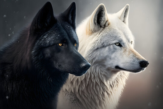 black and white wolf dog