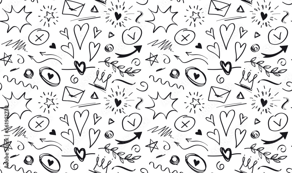 Wall mural doodle seamless pattern. repeating design element for printing on fabric. poster or banner for websi
