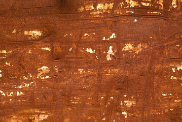 Weathered and rusty metal background texture with scratches and peeling paint