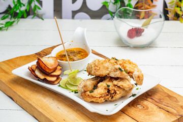 chicken wings with salad