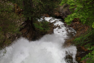 View on the waterfall of Ardent in the department of Haute-Savoie
