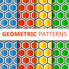 Set background design with seamless geometric patterns