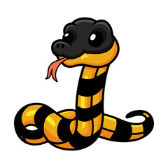 Fototapeta premium Cute banded krait bungarus candidus cartoon
