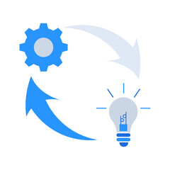 Creative process business management icon with blue outline style. design, web, business, symbol, process, technology, idea. Vector Illustration