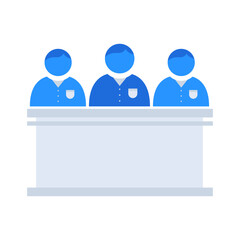 Committee business management icon with blue outline style. team, committee, group, people, illustration, business, symbol. Vector Illustration