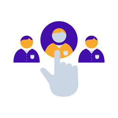 Choose employee business management icon with orange purple outline style. business, choose, employee, people, human, job, team. Vector Illustration