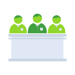 Committee business management icon with green outline style. team, committee, group, people, illustration, business, symbol. Vector Illustration