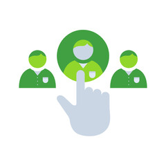Choose employee business management icon with green outline style. business, choose, employee, people, human, job, team. Vector Illustration