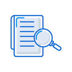 Case study business management icon with blue outline style. sign, case, research, business, search, symbol, analysis. Vector Illustration