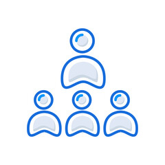 Mentoring business management icon with blue outline style. business, mentor, employee, human, management, people, leadership. Vector Illustration