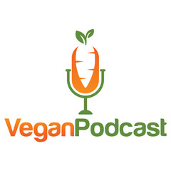 Vegan podcast flat design logo illustration. vector logo template isolated on white background