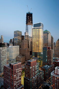 The World Trade Center Towers in Lower Manhattan.