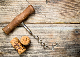 Corkscrew with corks.