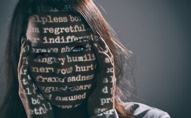 Projection: Serious Woman With Inner Emotions Exposed