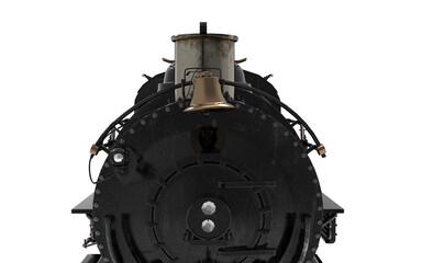 classic black cinematographic locomotive train on white background 