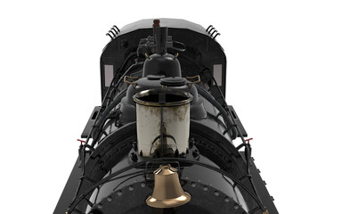 classic black cinematographic locomotive train on white background 