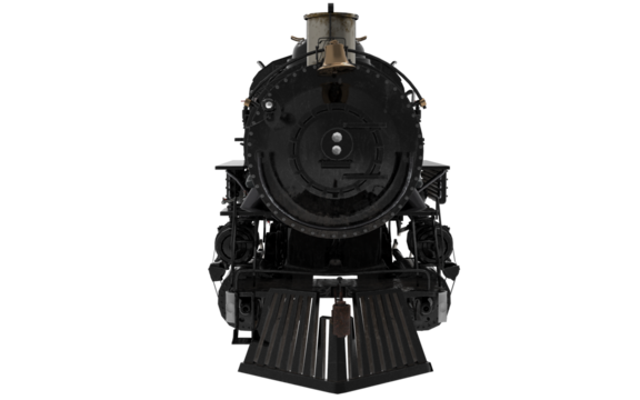 classic black cinematographic locomotive train on white background 