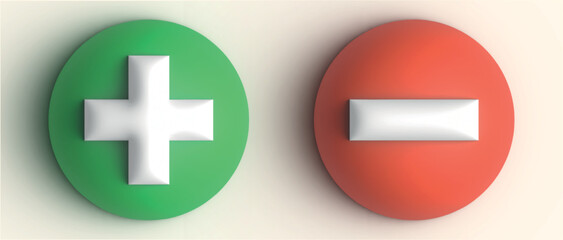 Obraz premium 3d plus and minus. Check mark vector icons