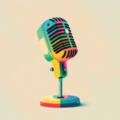 Colorful illustration of the microphone on the stand . High quality photo