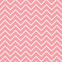 White waves zig zag seamless background texture. Popular white zigzag chevron pattern on pink background	