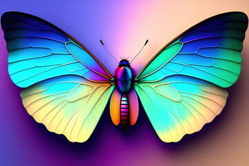 Generative AI: Colorful art of a butterfly texture background closeup