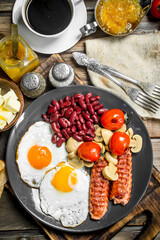 traditional English breakfast. Snacks with fresh coffee.