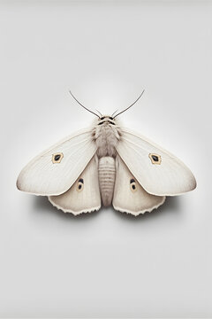 white moth closeup illustration isolated on a plain white background