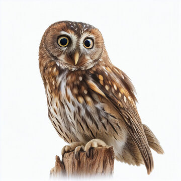 Elf Owl full body image with white background ultra realistic




