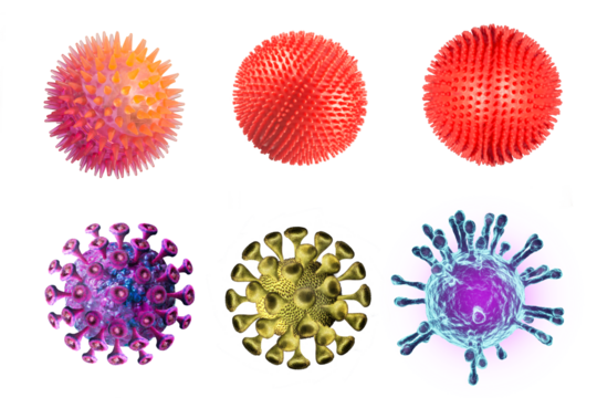 Coronavirus cells or bacteria molecule. Virus Covid-19. Virus isolated on white. Close-up of Flu, view of a virus under a microscope, infectious disease. Bacteria, cell infected organism. - Powered by Adobe