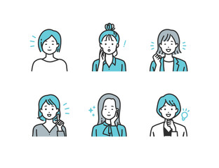 ポジティブなオフィスカジュアルのシンプルタッチの人物アバター