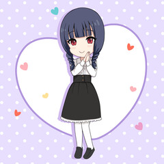 anime chibi girl on valentine's day